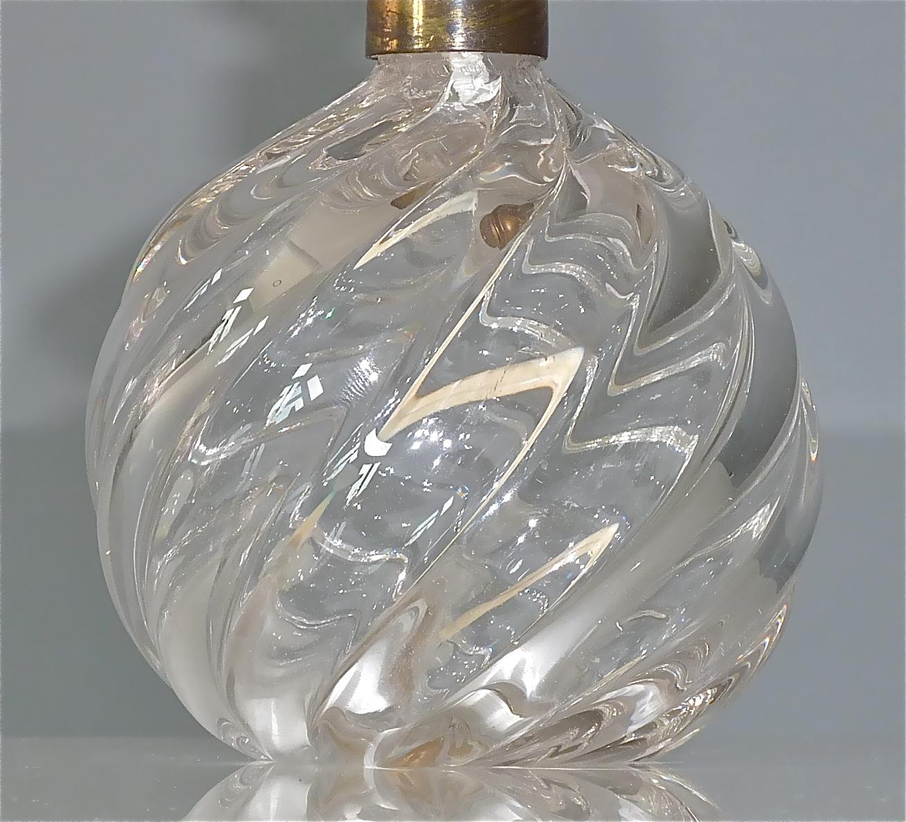 Brass Signed Paolo Venini Diamante Midcentury Italian Table Lamp Clear Murano Glass