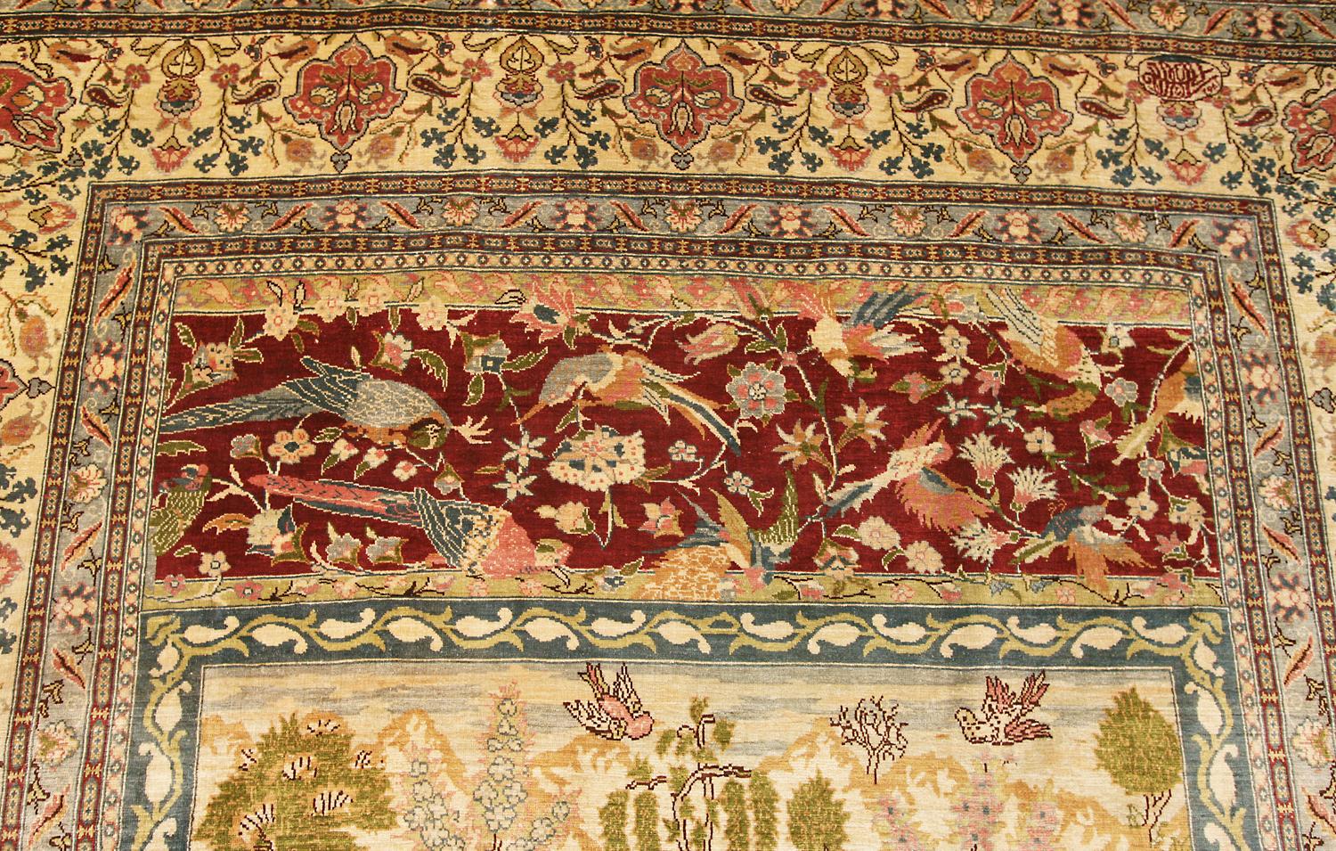 Türkischer Hereke-Teppich „Paradise“ aus Seide und Metall, XXI. Jahrhundert, signiert (21. Jahrhundert und zeitgenössisch) im Angebot