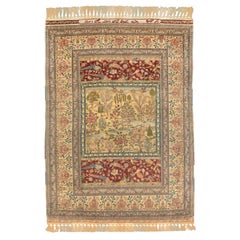 Signed "Paradise Rug" Turkish Hereke Silk & Metal Rug, XXI Century