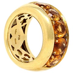 Signed Pasquale Bruni 18 Karat Yellow Gold and Citrine Band Ring