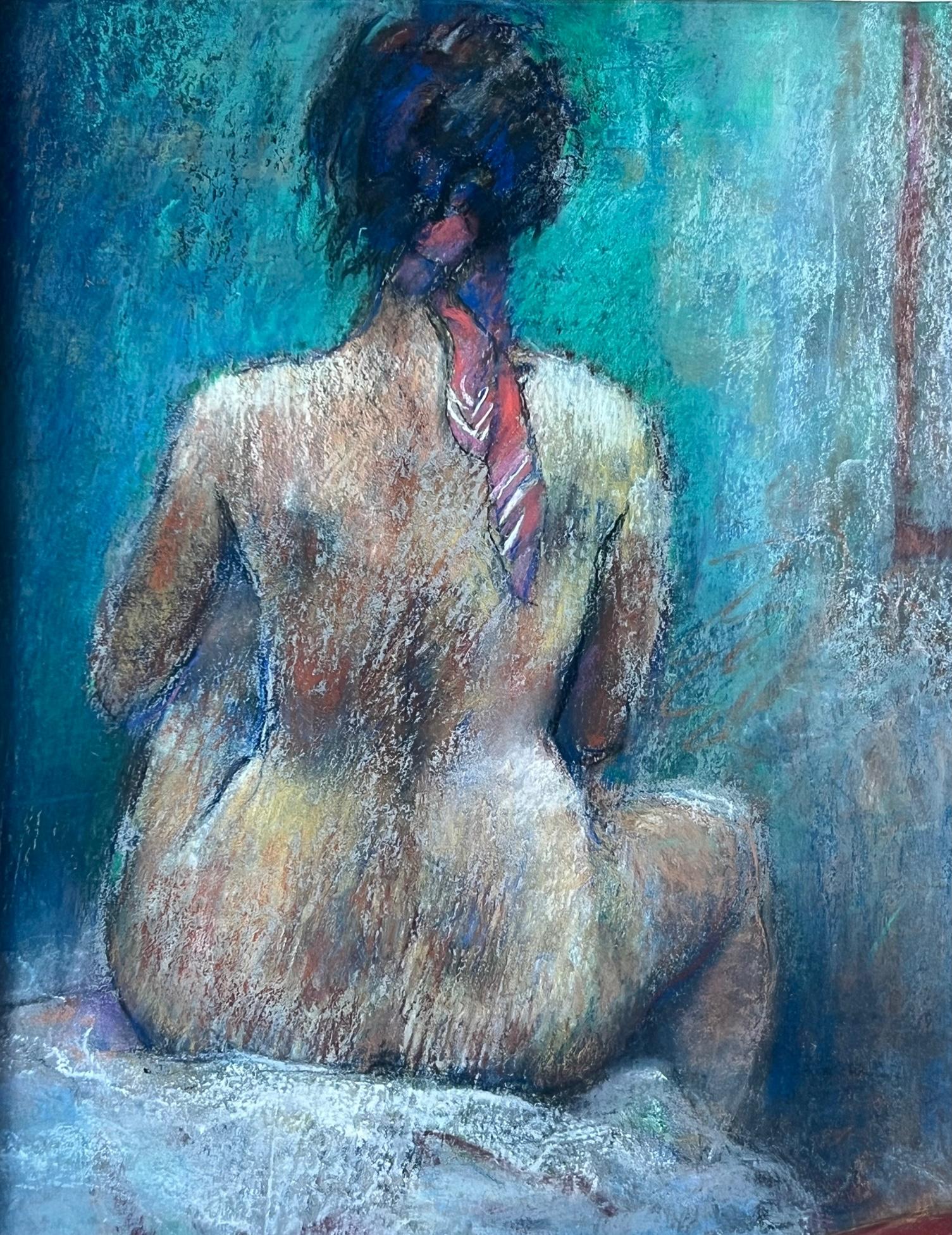 Crayon Signed Pastel on Paper Nude Study by Paul F. Williams For Sale