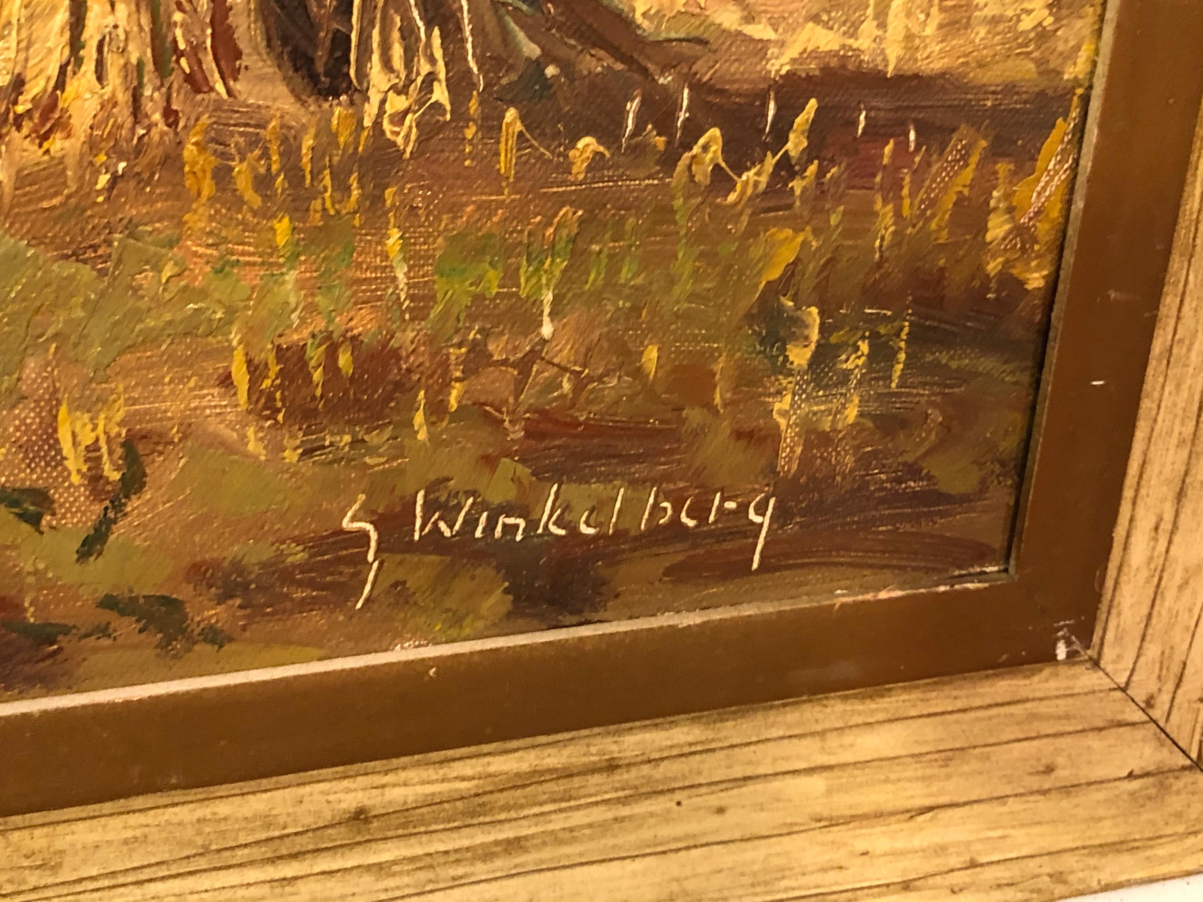 Paysage pastoral sur toile signé G. Winkelberg en vente 6
