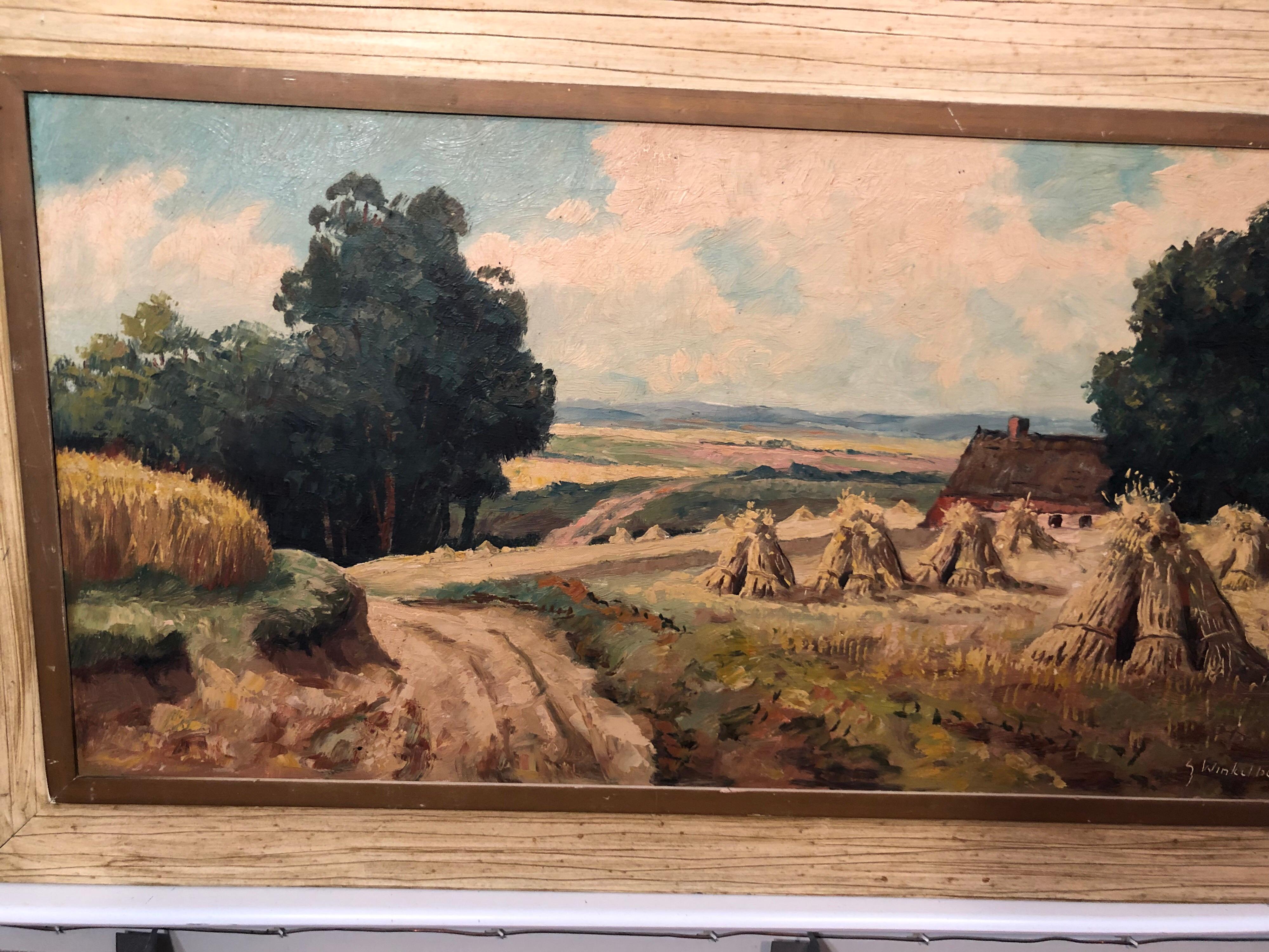 20ième siècle Paysage pastoral sur toile signé G. Winkelberg en vente