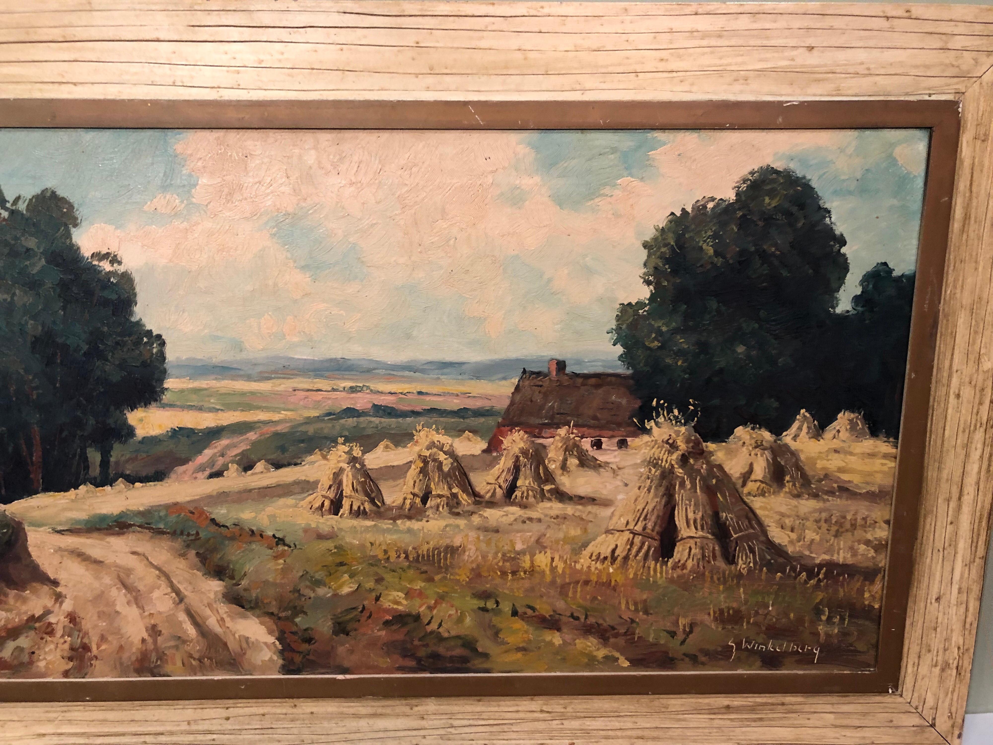 Paysage pastoral sur toile signé G. Winkelberg en vente 1
