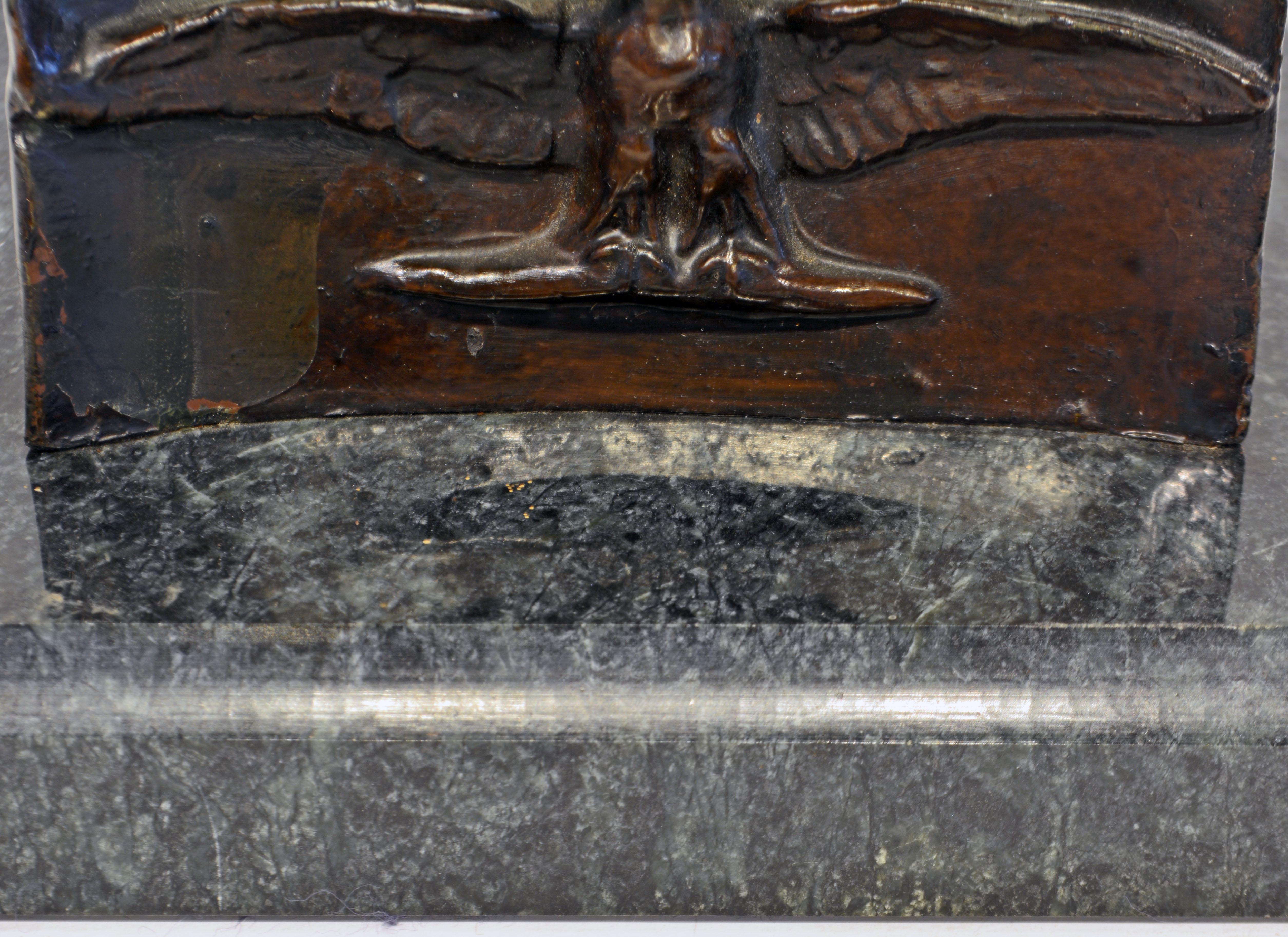 Signed Patinated Bronze Bust of Napoleon I on Plinth with Eagle and Marble Base 4