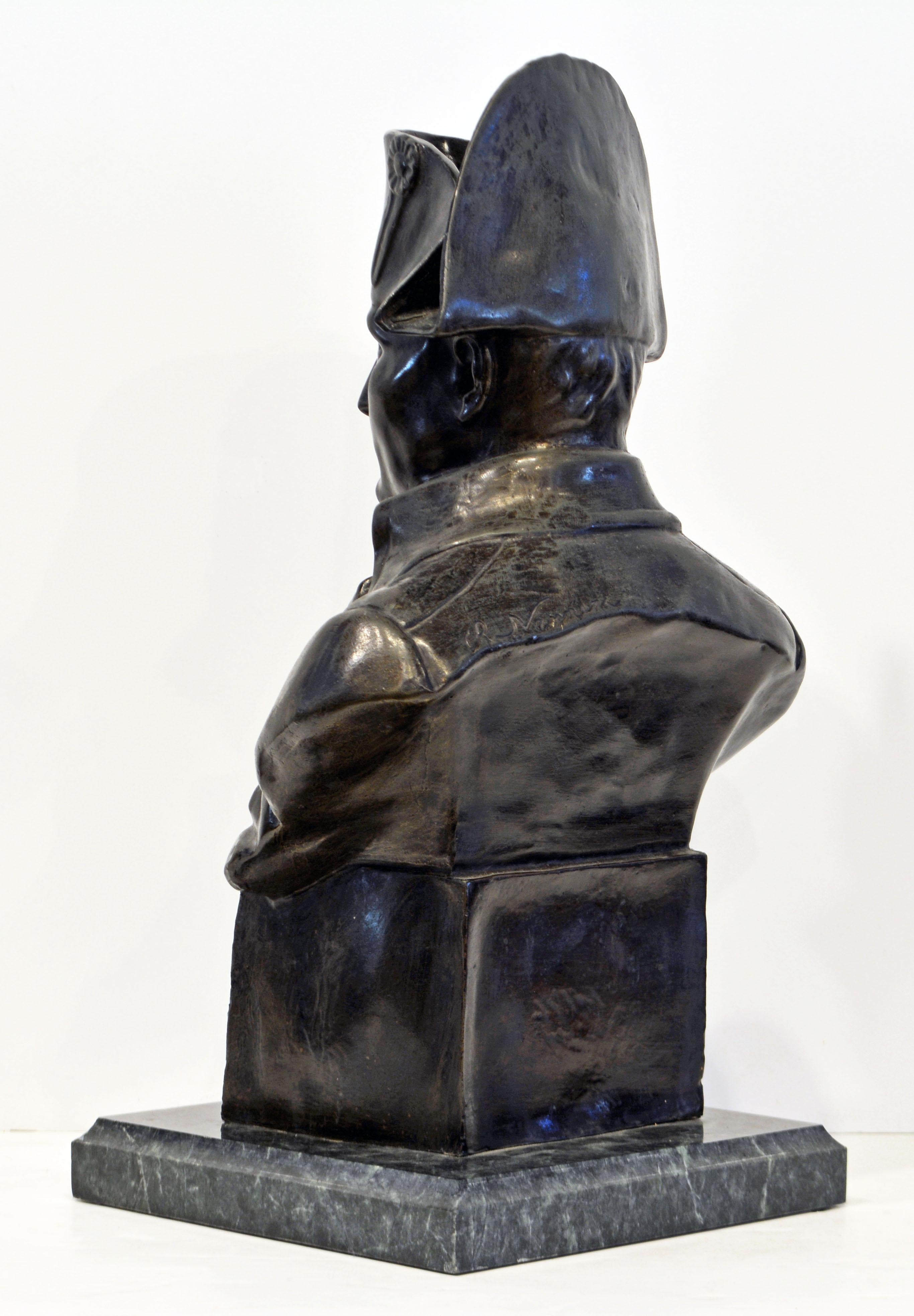 Signed Patinated Bronze Bust of Napoleon I on Plinth with Eagle and Marble Base In Good Condition In Ft. Lauderdale, FL