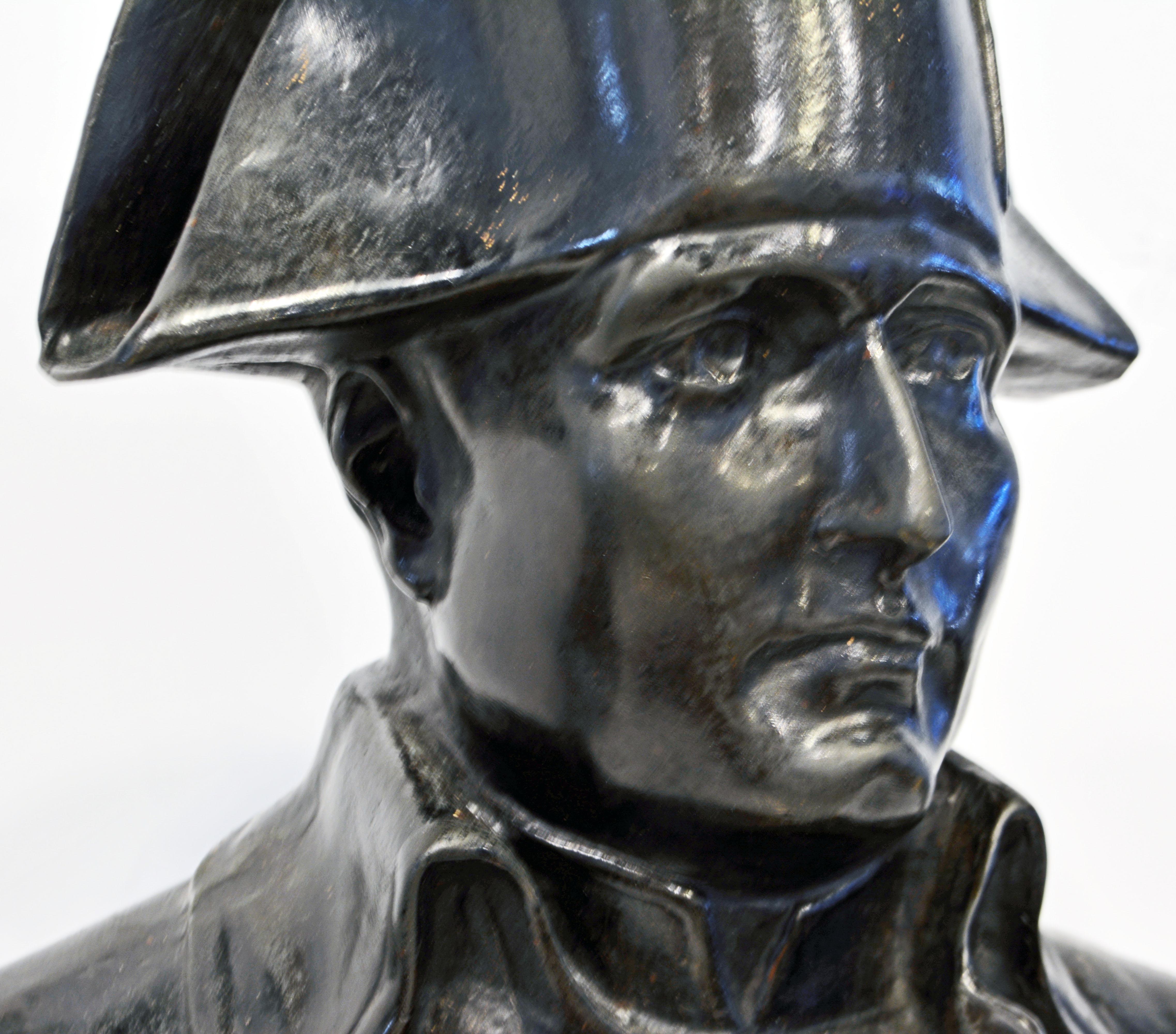 Signed Patinated Bronze Bust of Napoleon I on Plinth with Eagle and Marble Base 2