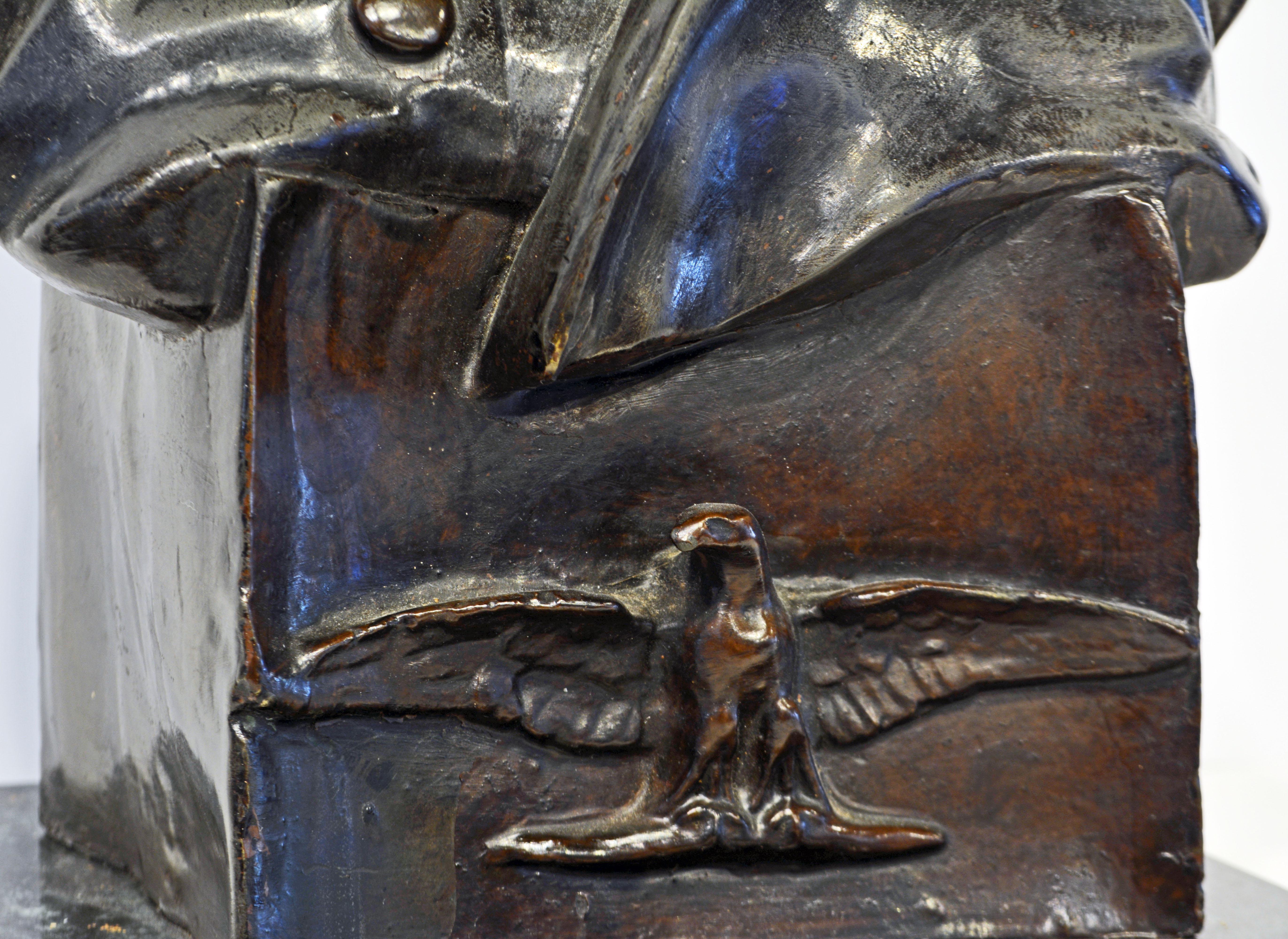 Signed Patinated Bronze Bust of Napoleon I on Plinth with Eagle and Marble Base 3