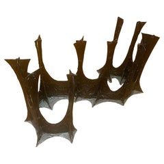 Signed Paul Evans Brutalist Dining Table Base Sculpted of Bronze Signed 1969