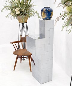 Signed Paul Evans City Scape Polished Chrome Double Pedestal Mid Century Modern