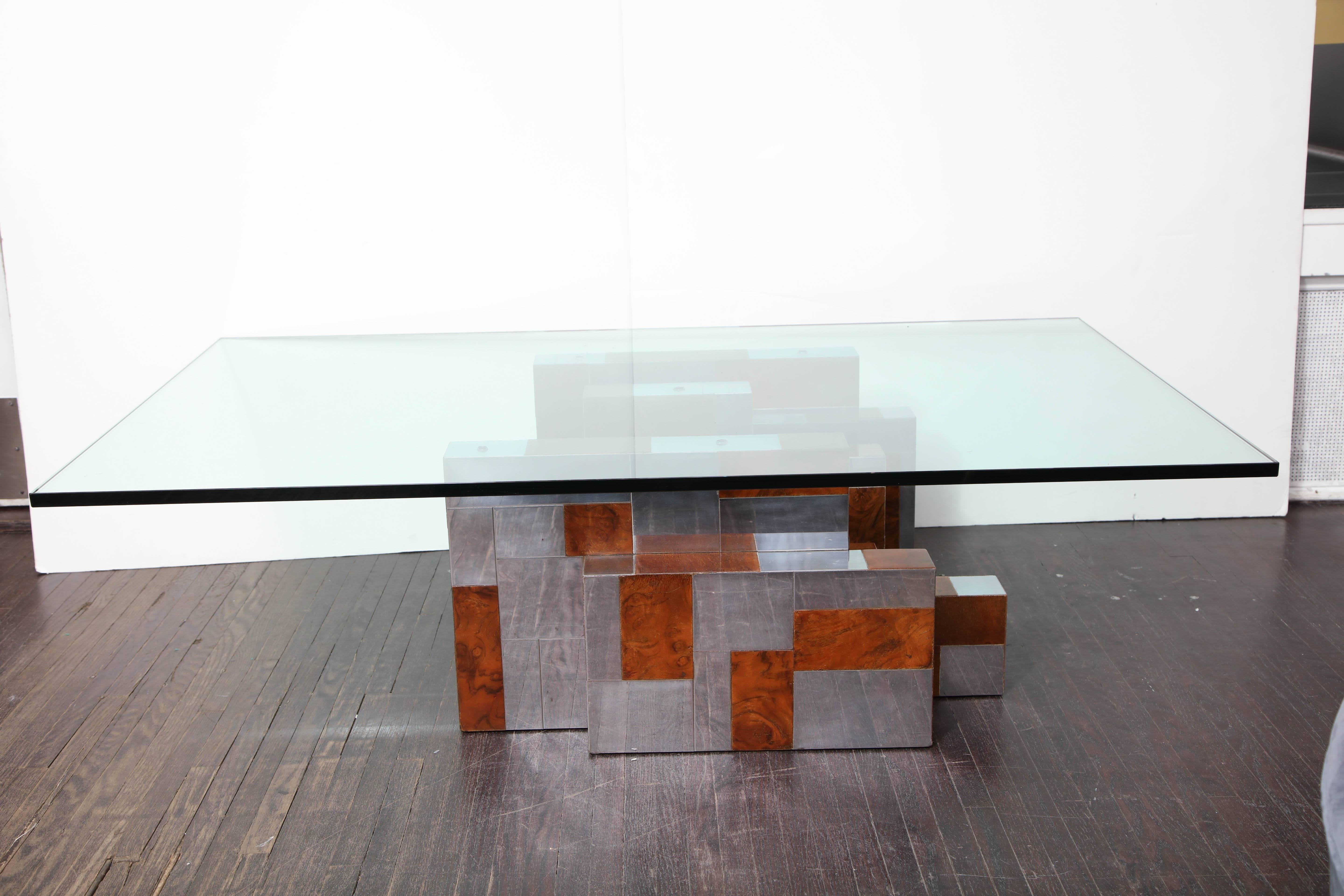 Signed Paul Evans Cityscape Cocktail Table in Walnut Burl and Chrome 2