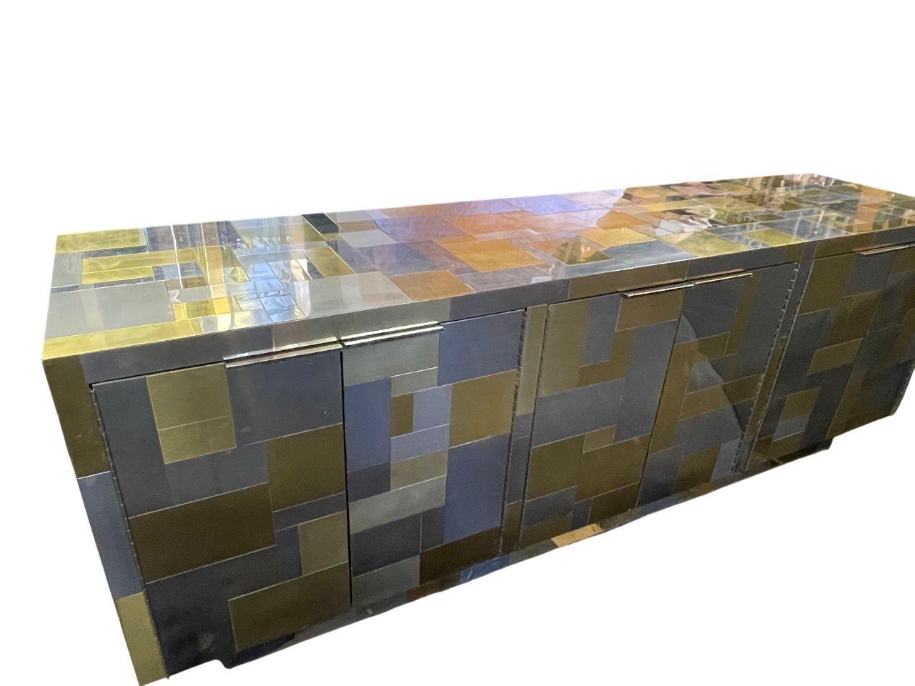 American Signed Paul Evans for Directional 'Cityscape' PE 200 Sideboard, Circa 1975. For Sale