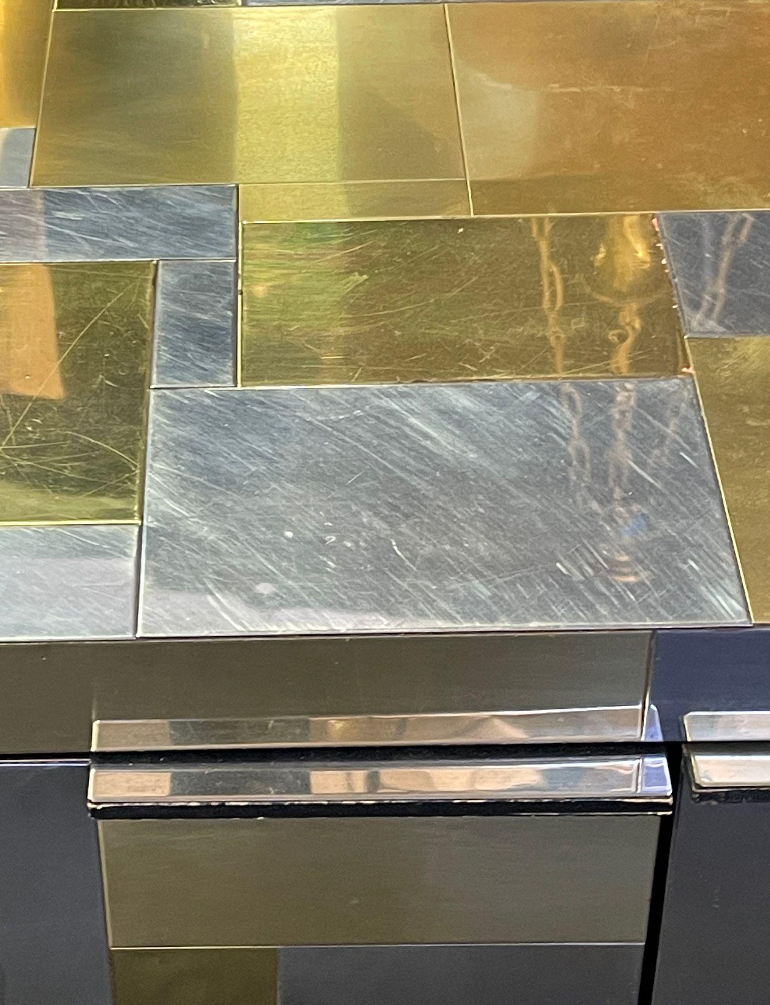 Metal Signed Paul Evans for Directional 'Cityscape' PE 200 Sideboard, Circa 1975. For Sale