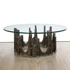 Signed Paul Evans Midcentury Brutalist Bronze PE-128 Stalagmite Cocktail Table