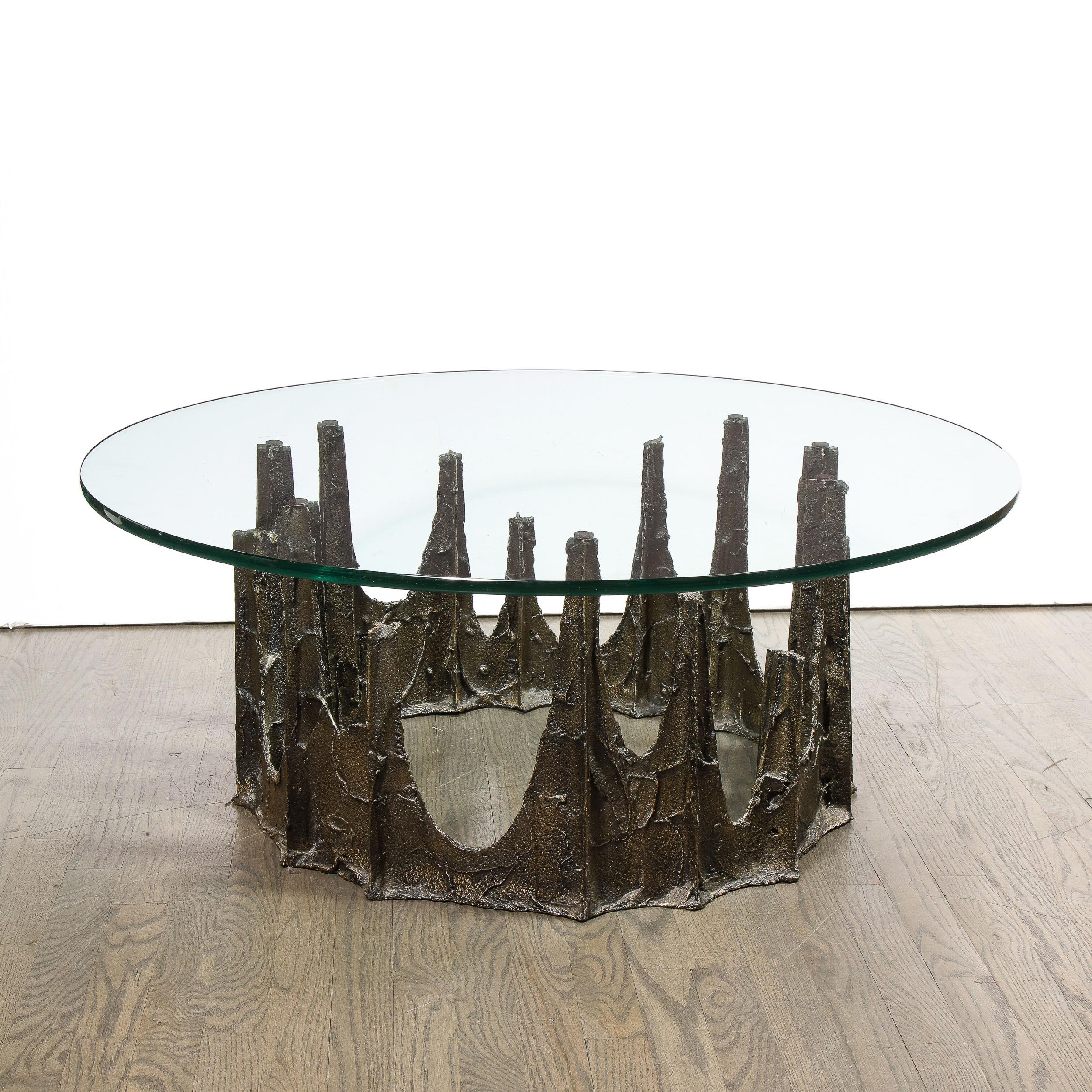 Signed Paul Evans Midcentury Brutalist Bronze PE-128 Stalagmite Cocktail Table In Excellent Condition In New York, NY