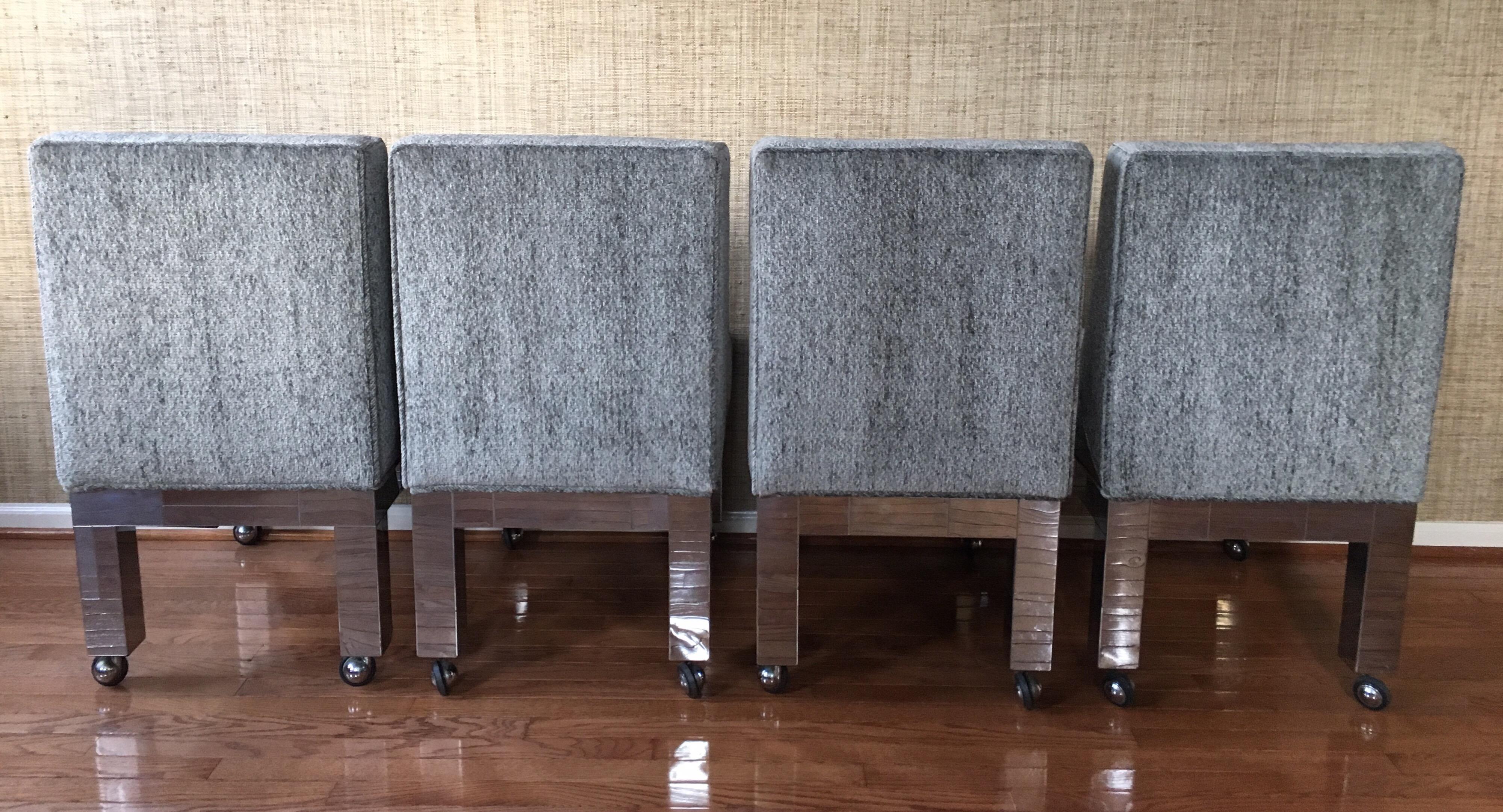 Eight Signed Paul Evans Original Cityscape Dining Chairs Chrome, Directional 5