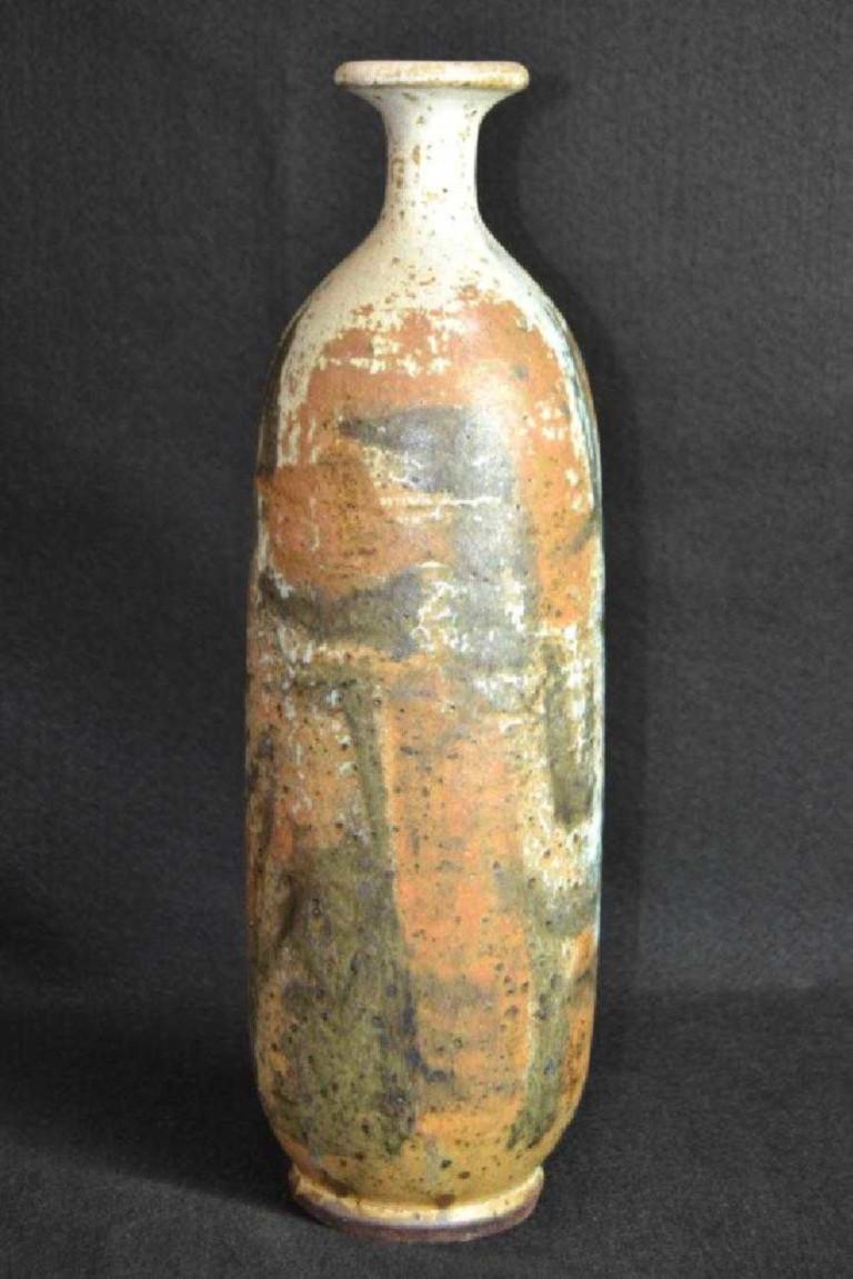 Central American Signed Paul Soldner Glaze Bottle Vase, Mid-Century Modern