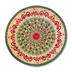 Tapis circulaire Art of Vintage signé Paule Leleu, vert avec fleurs - Rug
Kilim
