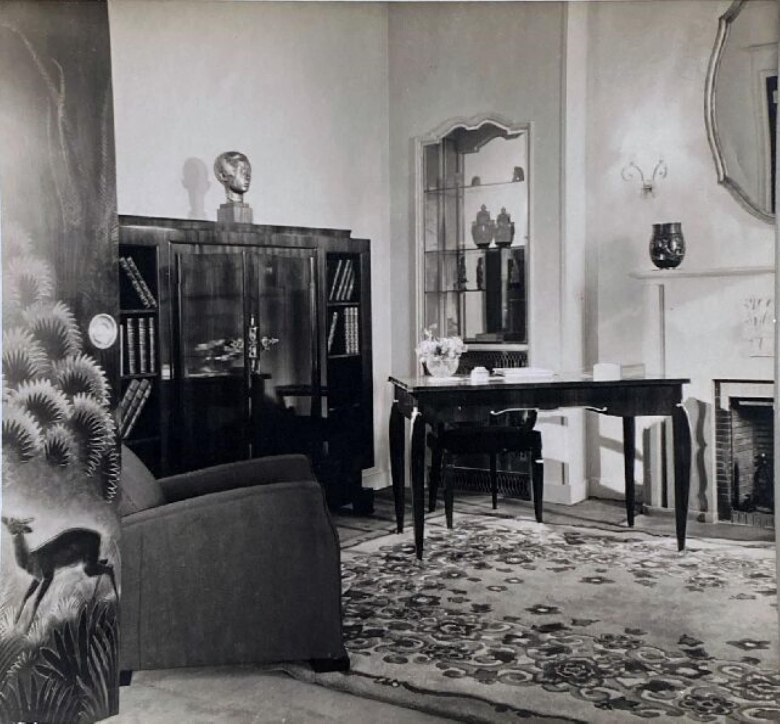 Signiert Paule Leleu Vintage Art Deco Teppich in Gold mit Blumen - Rug & Kilim im Angebot 2