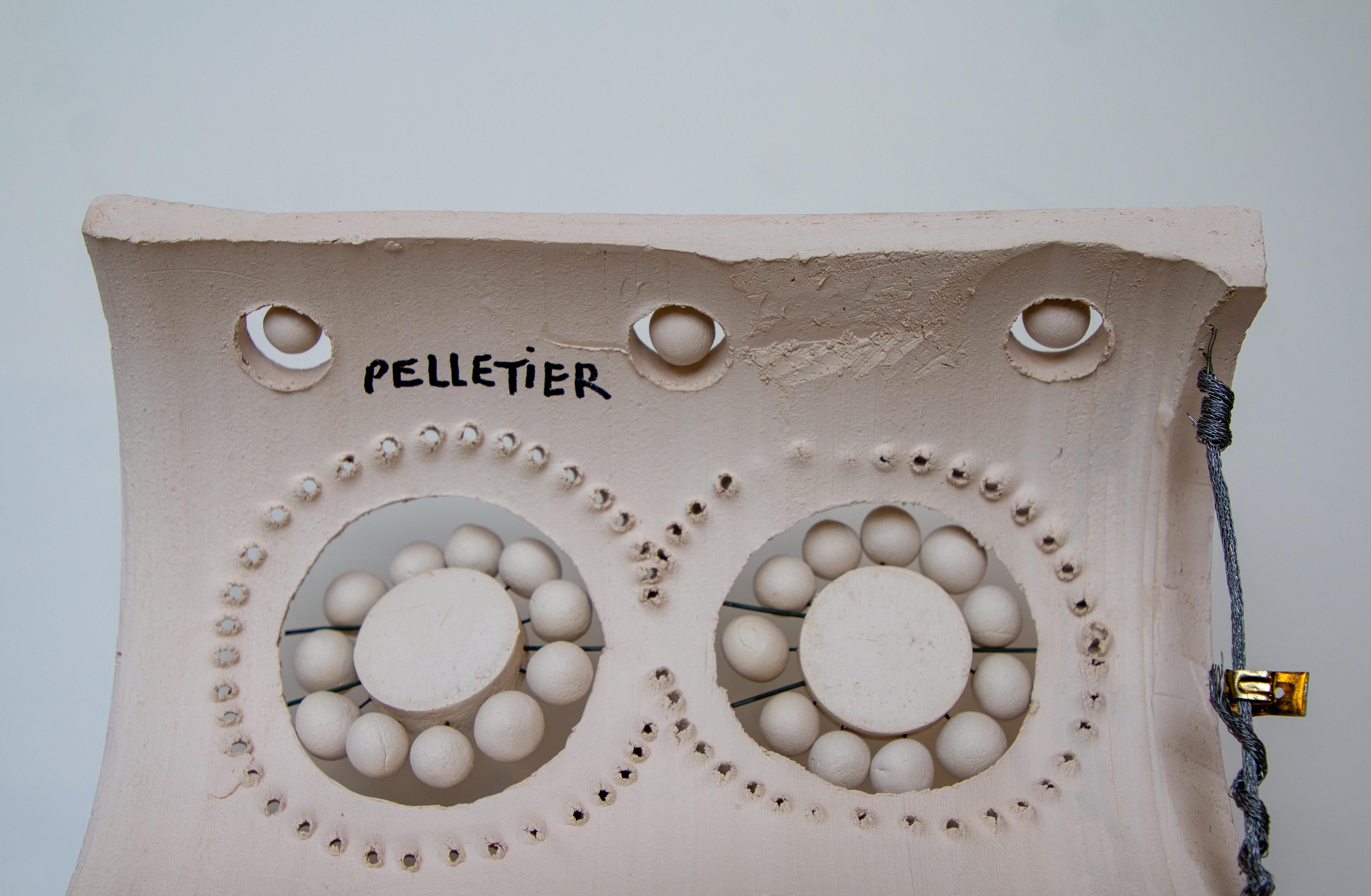 Contemporary Signed Pelletier Unglazed Ceramic 2-Flower Wall Sconce Cover