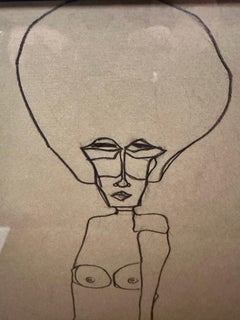 Dessin au crayon signé par l'artiste de New York Martin Summers, daté de 1984