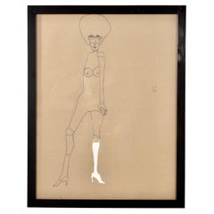 Disegno a matita firmato dall'artista di NYC Martin Summers, datato 1984