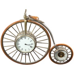 Vintage Signed Penny Farthing Table Clock with Barometer, Vienna 1930