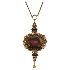 Signed Pentti Sarpaneva Scandinavian Modernist Bronze and Sliced Agate Necklace
