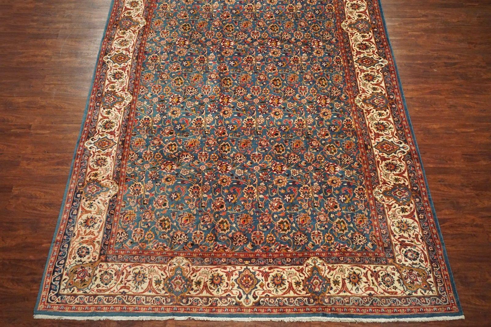 Hand-Knotted Signed Persian Tabriz with Abrash, circa 1960 For Sale