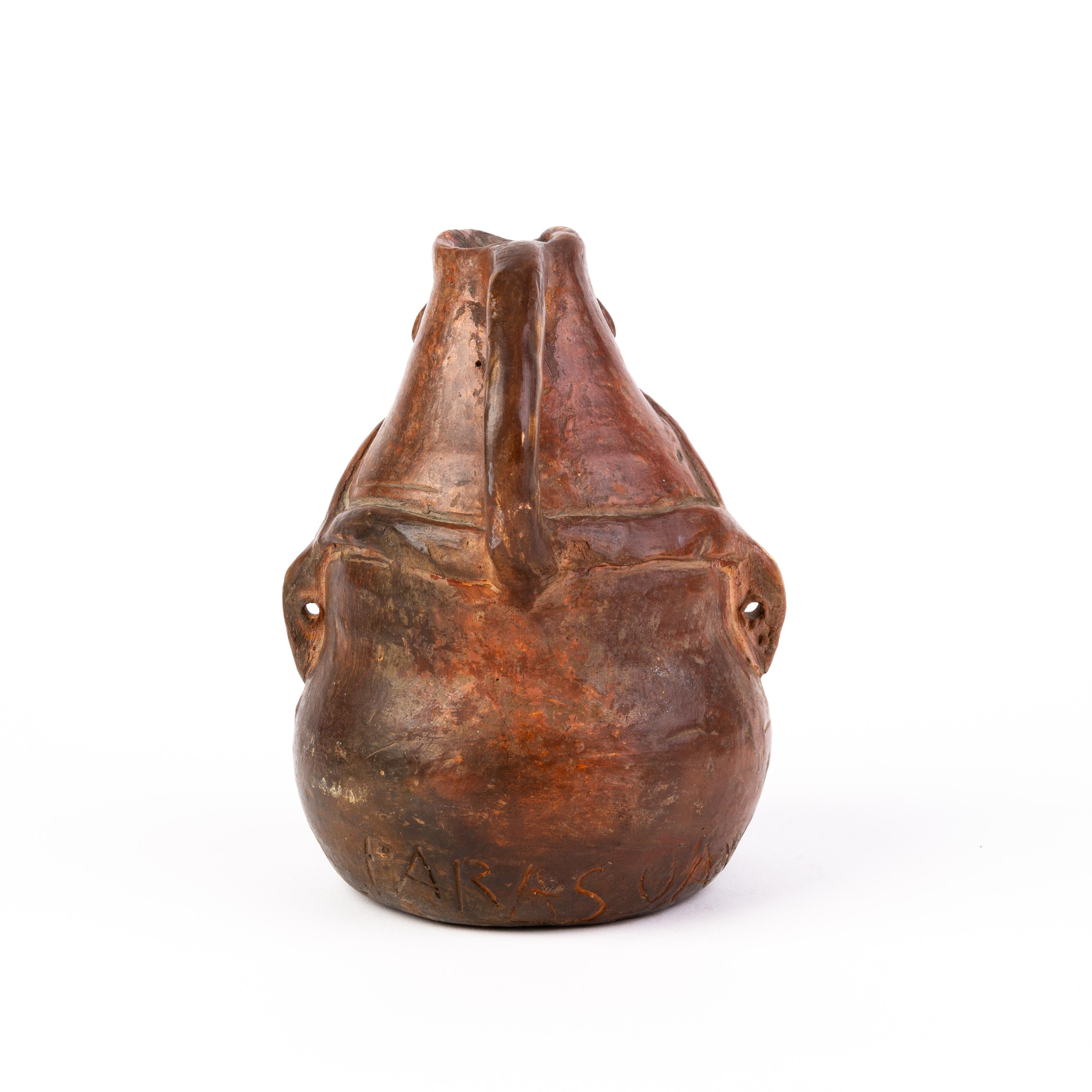 Polychromed Signed Peruvian Pottery Pot Vase For Sale