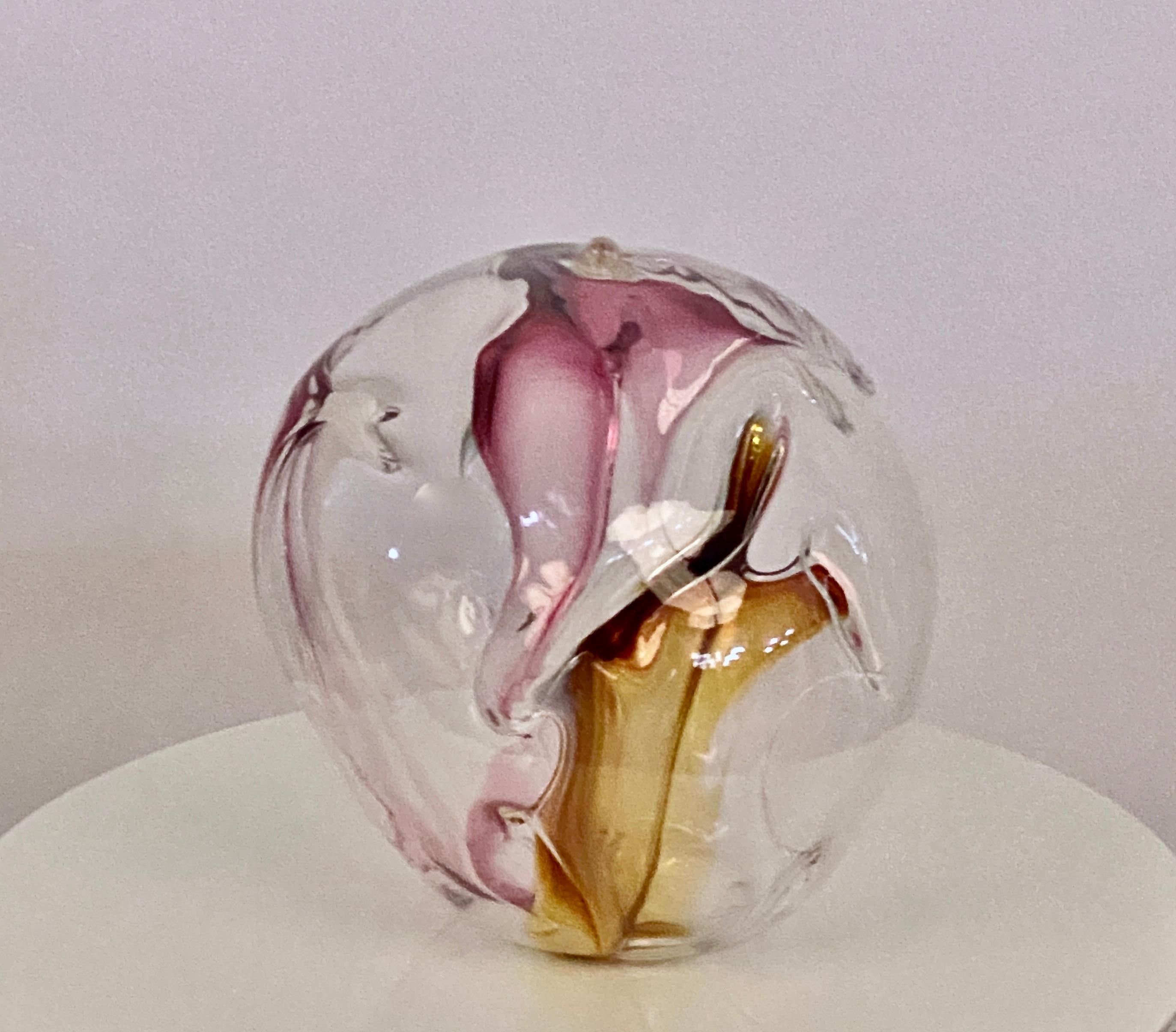 Signed Peter Bramhall Art Glass Orb, USA, 1990s For Sale 2