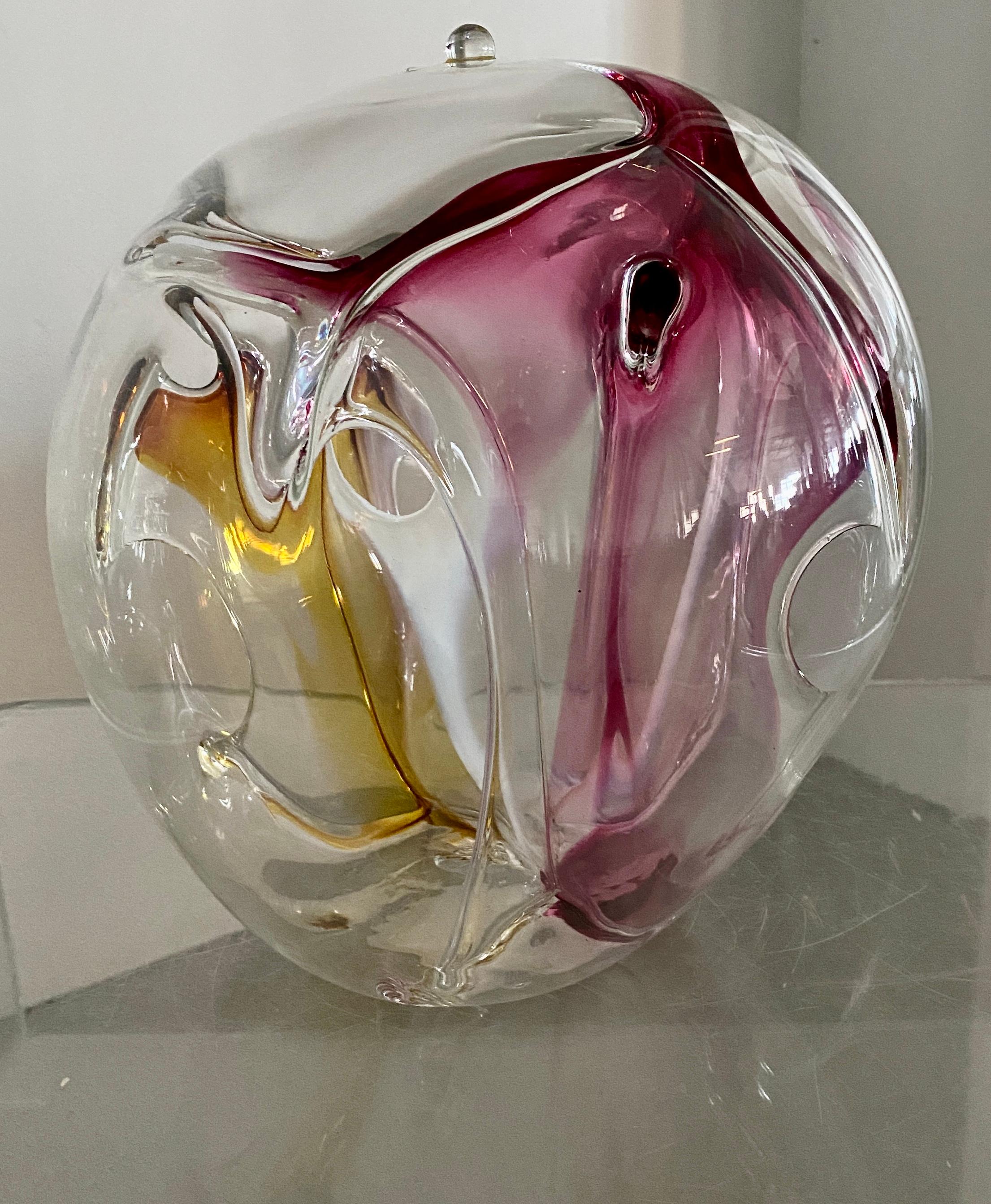 Signed Peter Bramhall Art Glass Orb, USA, 1990s For Sale 4