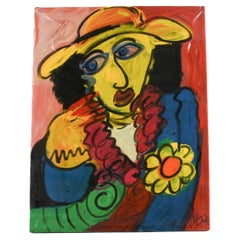 Lienzo en técnica mixta "Expresión en flor" firmado por Peter Keil