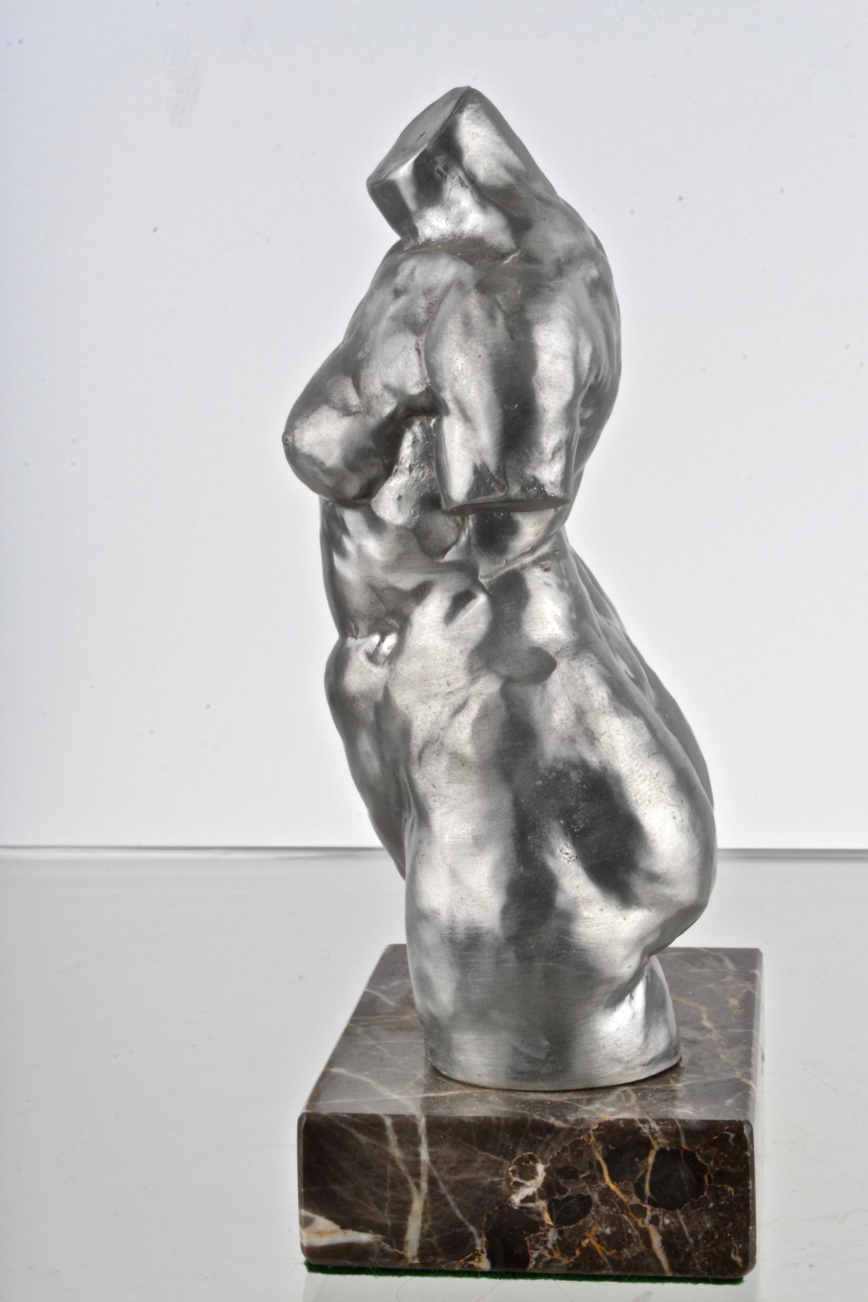 Other Signed Pewter Sculpture of Female Nude