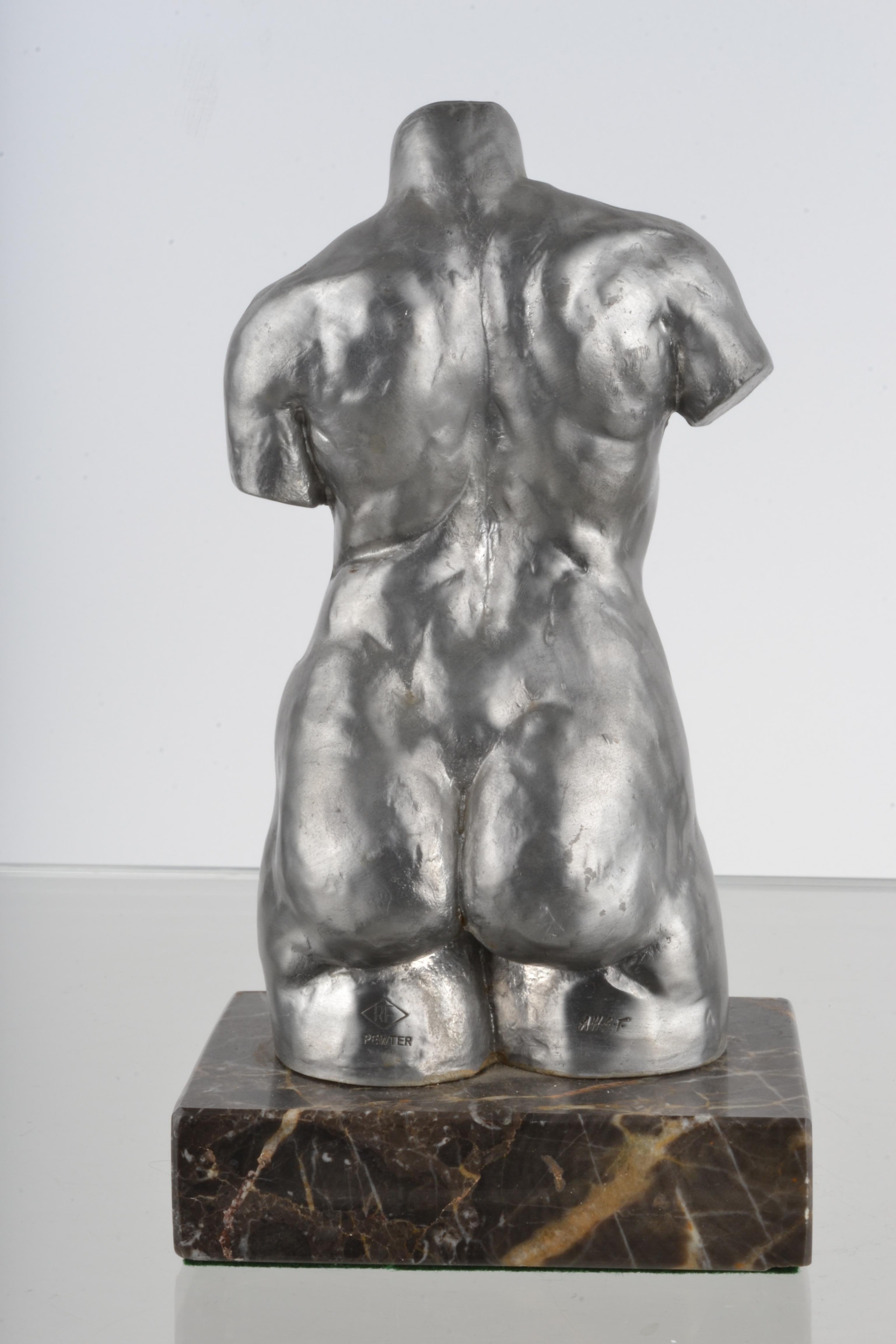 American Signed Pewter Sculpture of Female Nude