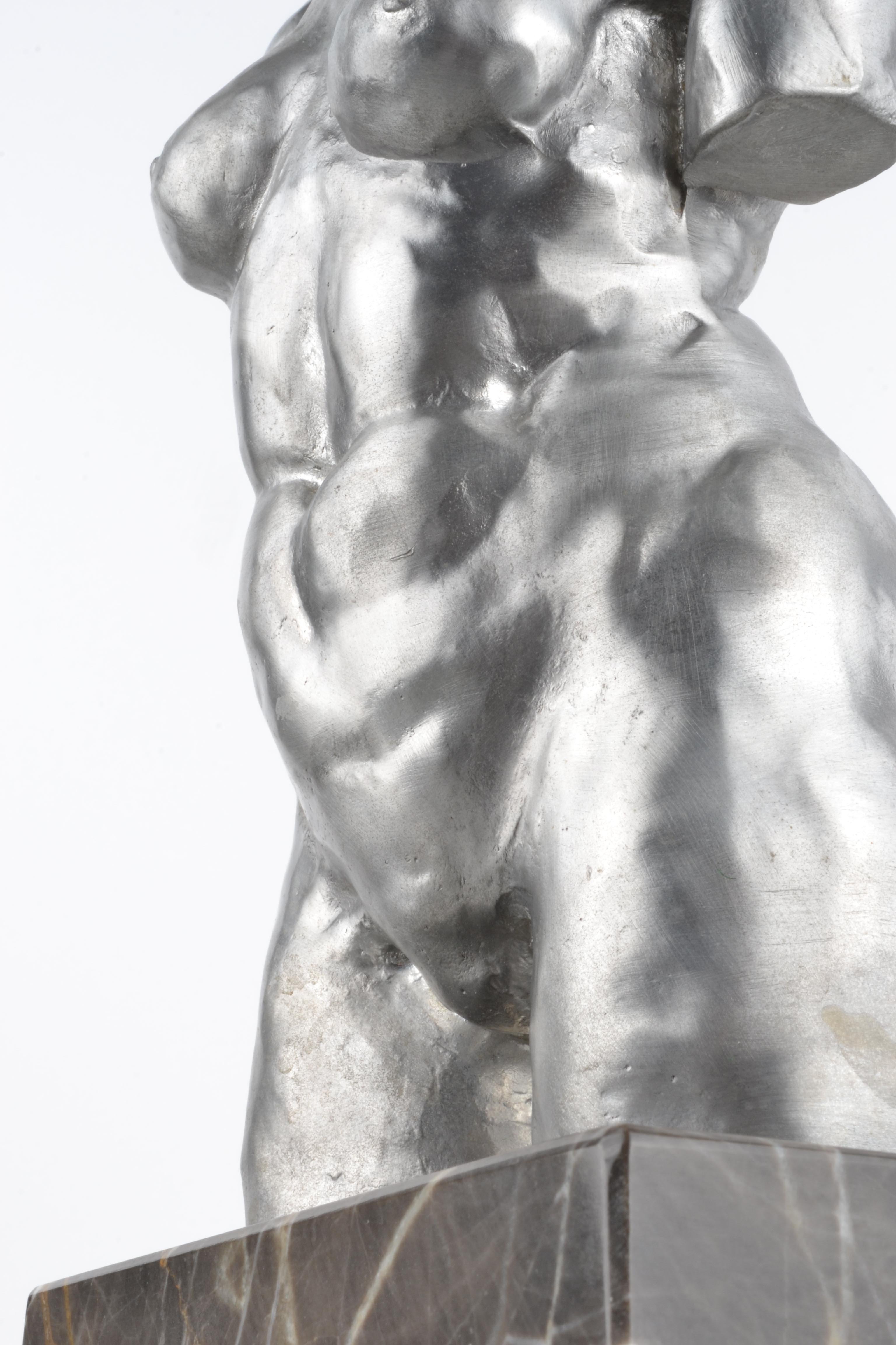 Mid-20th Century Signed Pewter Sculpture of Female Nude