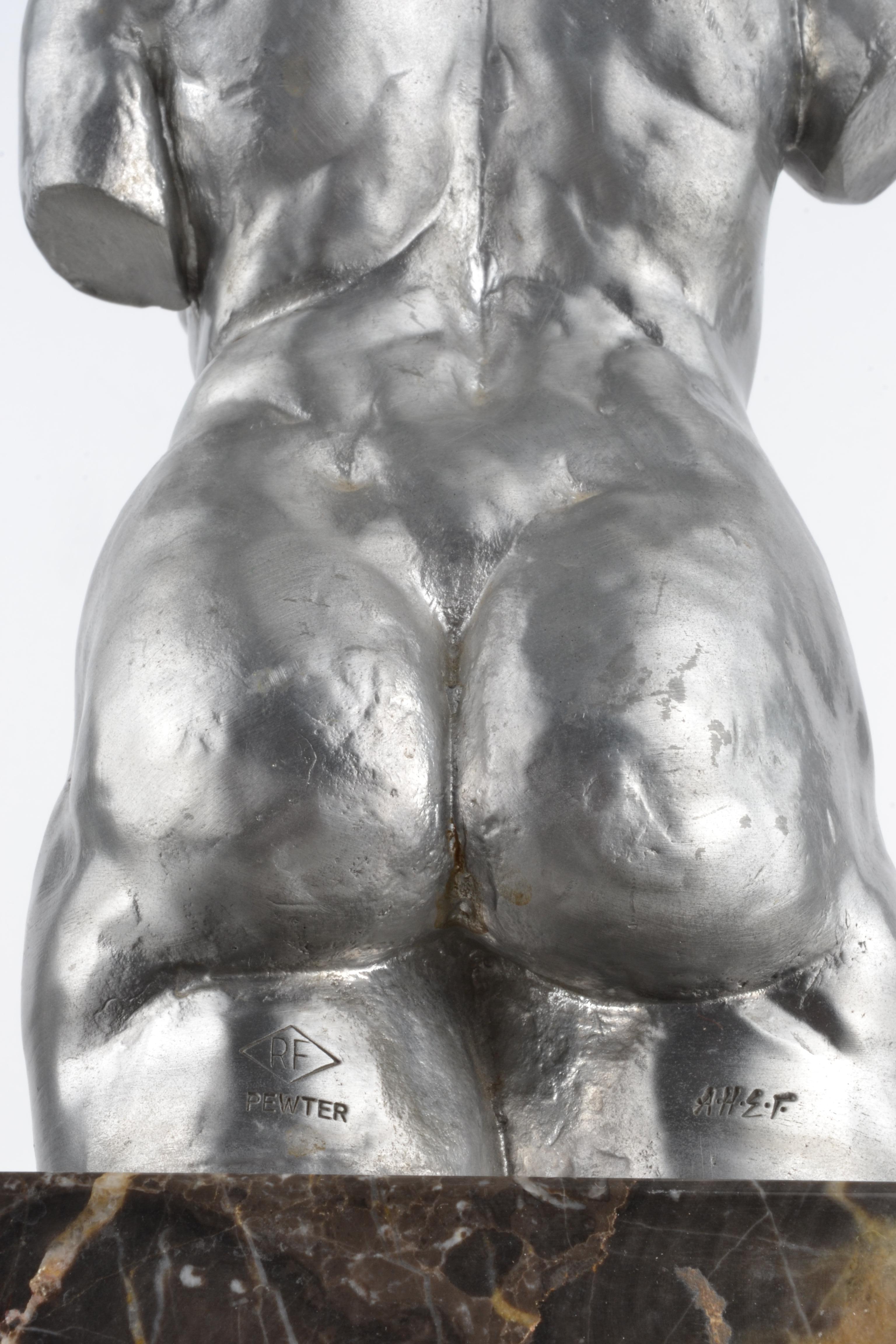 Signed Pewter Sculpture of Female Nude 1