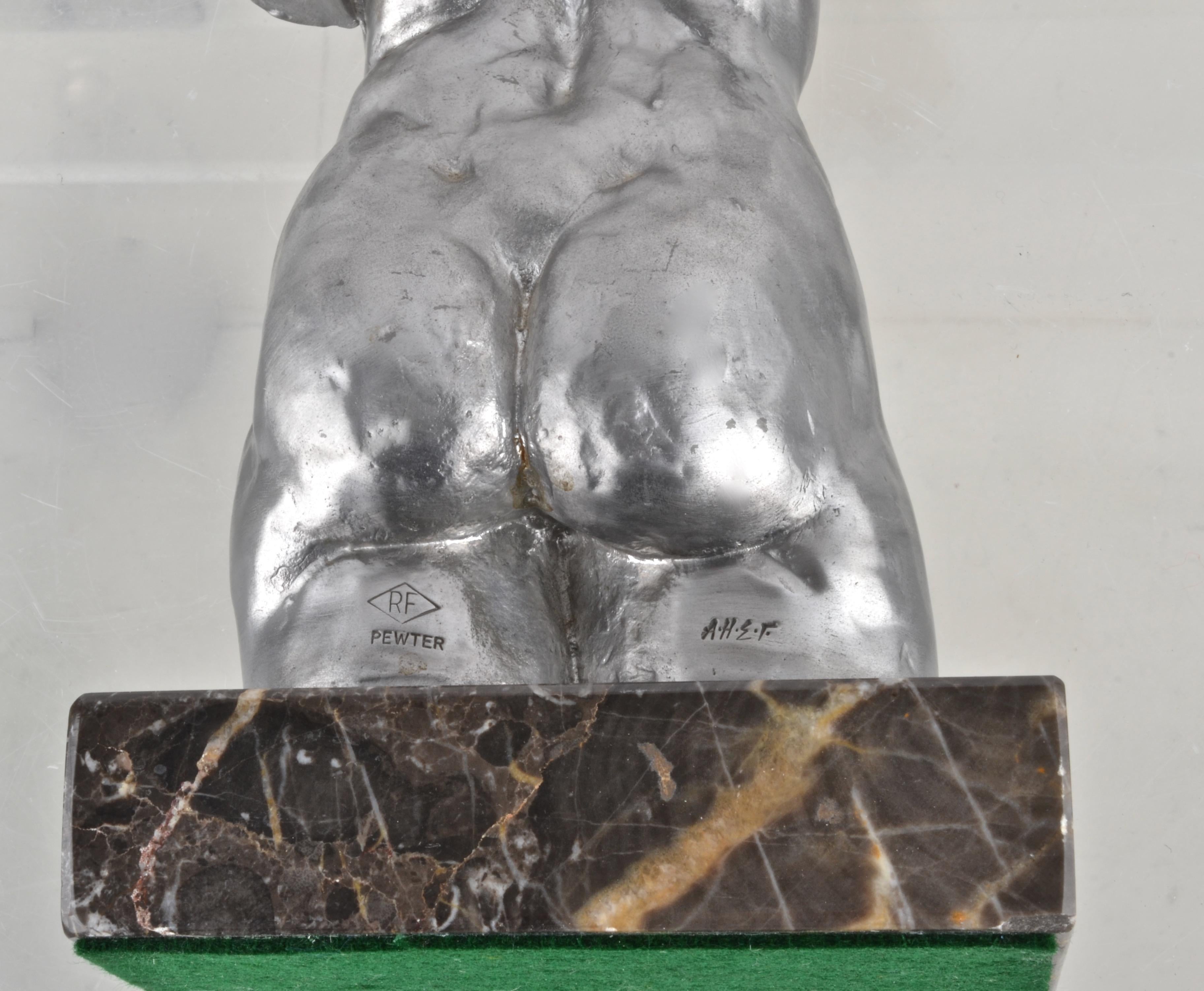 Signed Pewter Sculpture of Female Nude 3