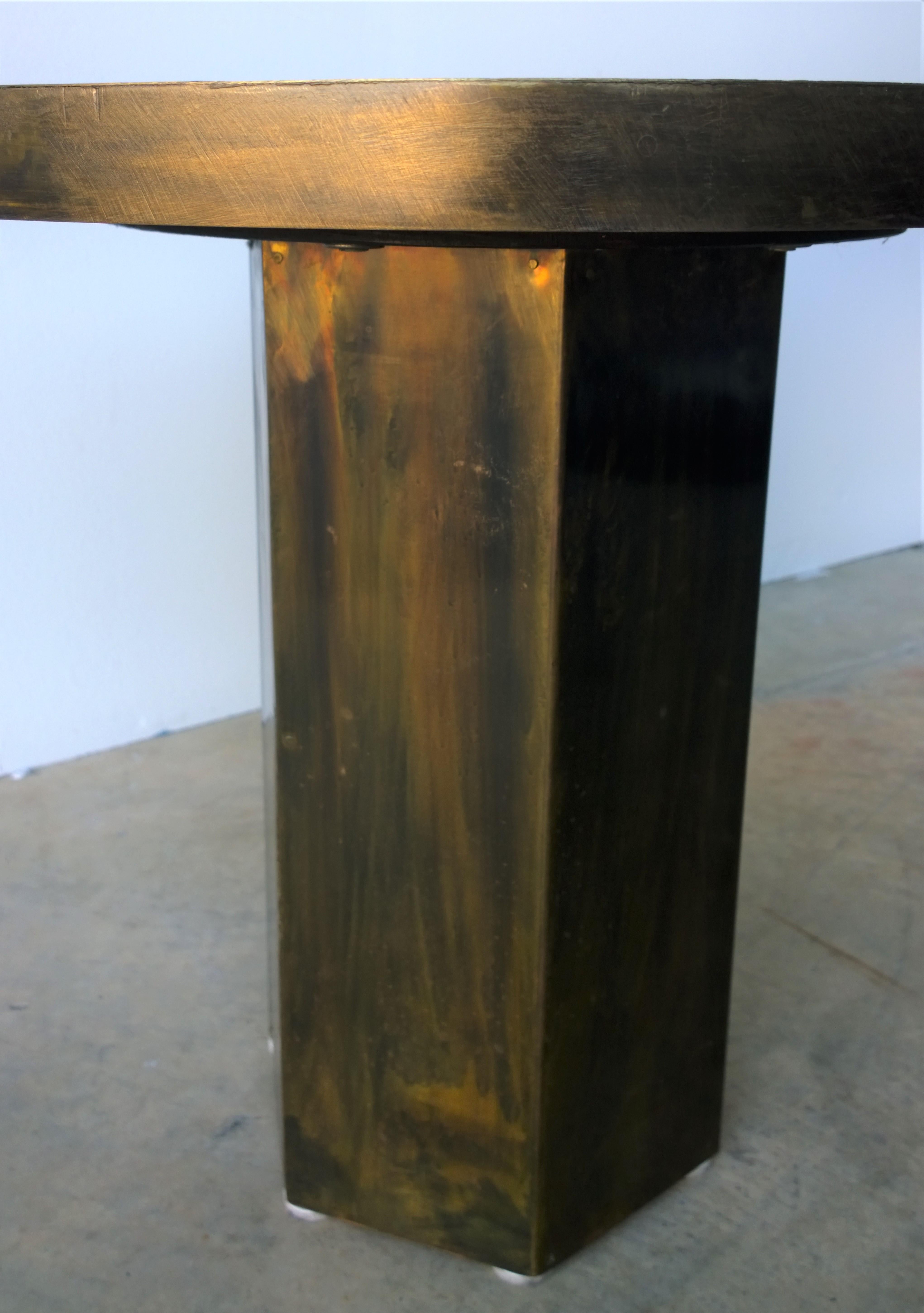 Philip and Kelvin LaVerne Octagonal Etched Enameled Bronze Tao Side/ End Table For Sale 6