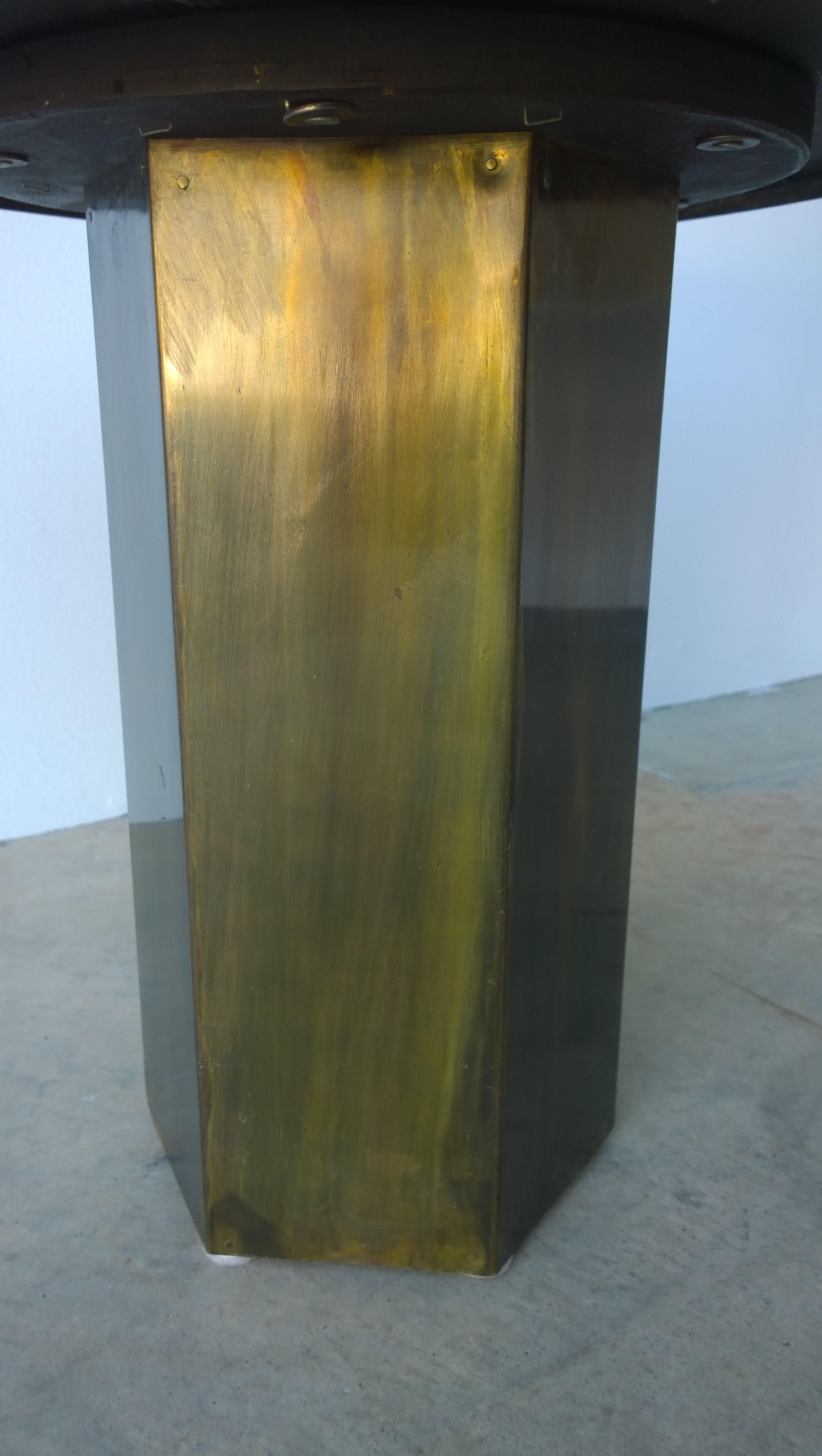 Philip and Kelvin LaVerne Octagonal Etched Enameled Bronze Tao Side/ End Table For Sale 3