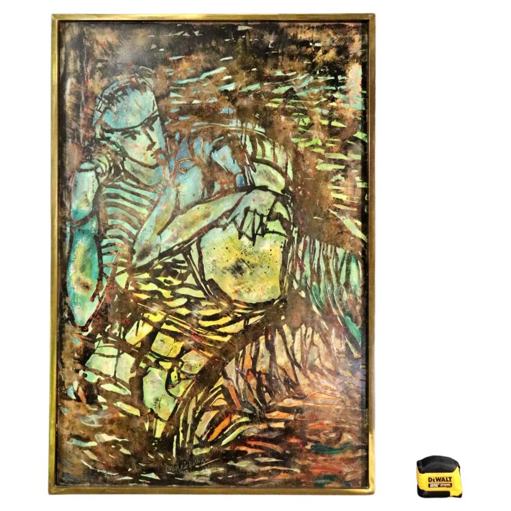 Signed Philip & Kelvin Laverne Wall Plaque Bronze and Enamel- Titled Consoling