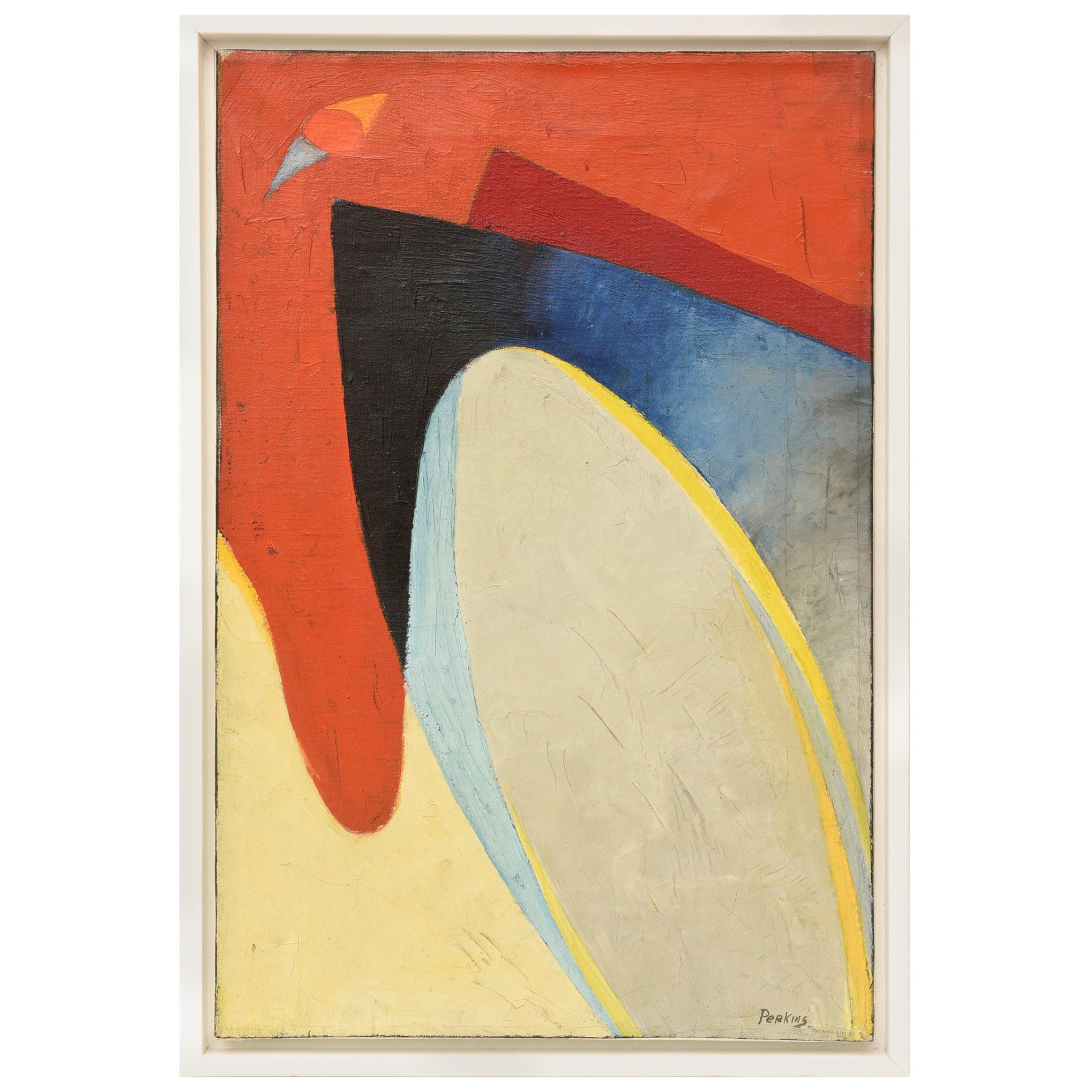 Signiertes kubistisches Vintage-Gemälde von Philip Perkins im Angebot