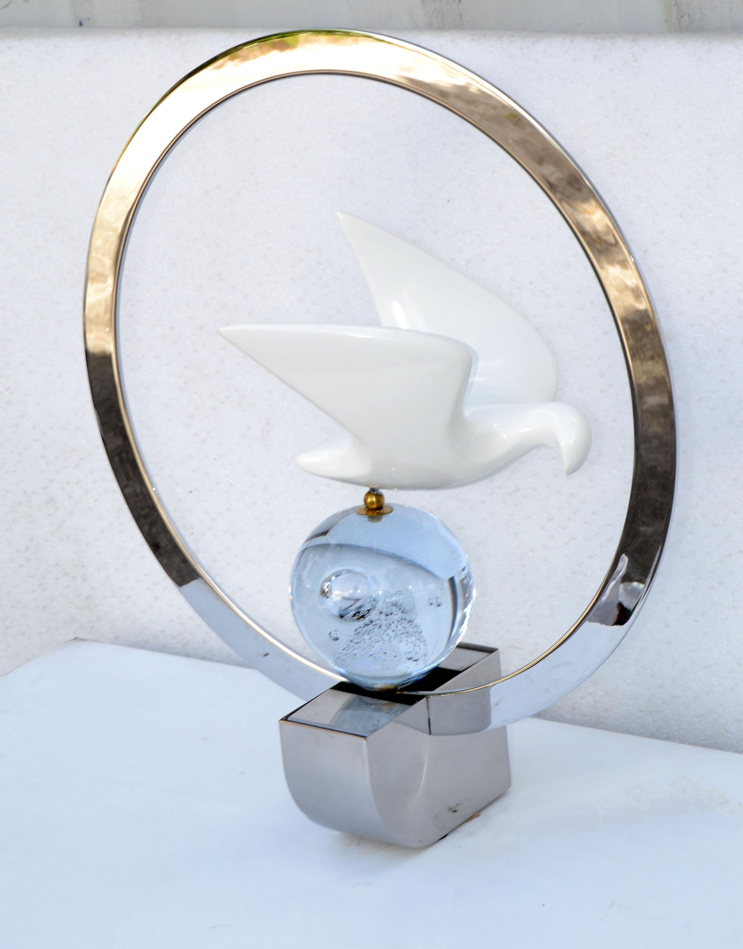 Signed Philippe Jean Sculptural Dove Table Lamp French Mid-Century Modern 1970 For Sale 6