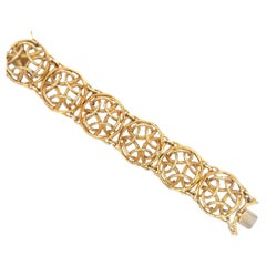 Signed Piaget 18 Karat Yellow Gold Textured Dome Link Bracelet 121 Grams