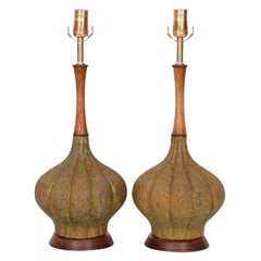 Signed Pieri Tullio Mid Century Ceramic Table Lamps, a Pair