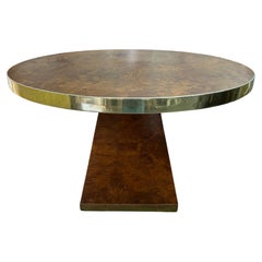 Signed Pierre Cardin Burled And Brass Table
