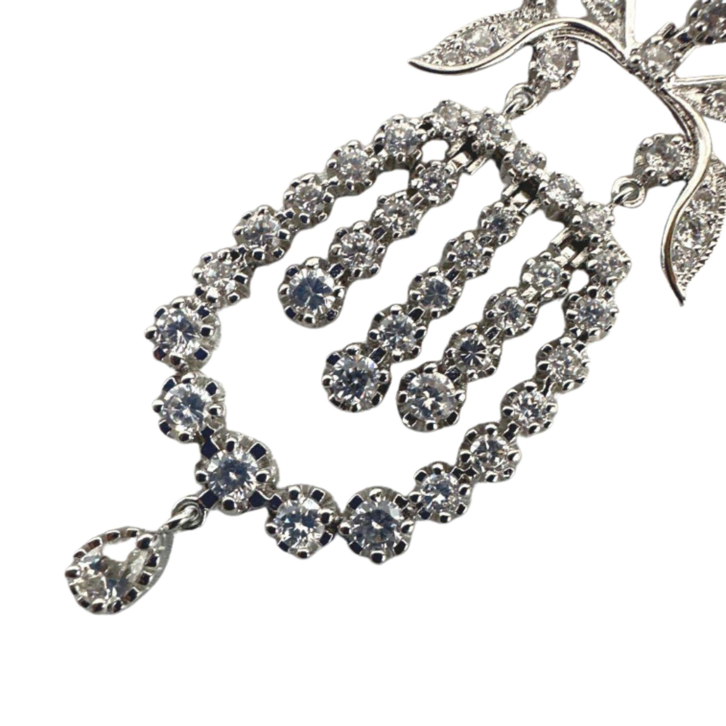 Signed PJM Chinese Stunning Clear Glass Dangling Stud Earrings For Sale 2