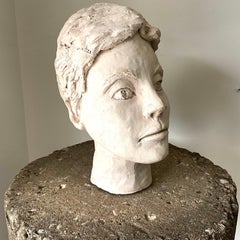 Signed Plaster Portrait Head Sculpture, “CJD”