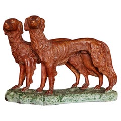 Signed Plaster Sculpture two Hunting Dogs, early 20th Century Signed Plaster Sculpture two Hunting Dogs, early 20th Century