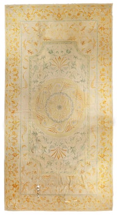 Signed Pontremoli Vintage English Palace Rug, Gold with Medallion - Rug & Kilim